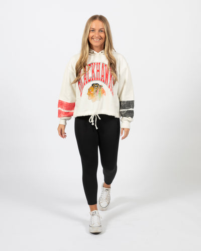 '47 oversized cropped vintage wash Blackhawks primary logo hoodie - front view