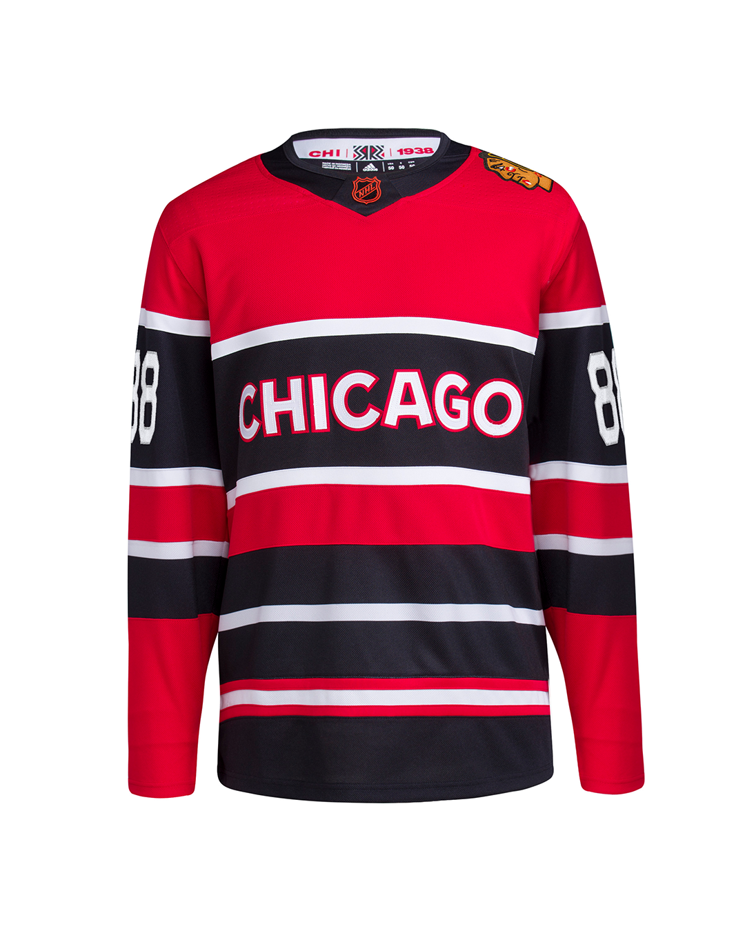 Men's Chicago Blackhawks Patrick Kane Adidas Black Reverse Retro Premium Twill Authentic Team Jersey 46 (S)