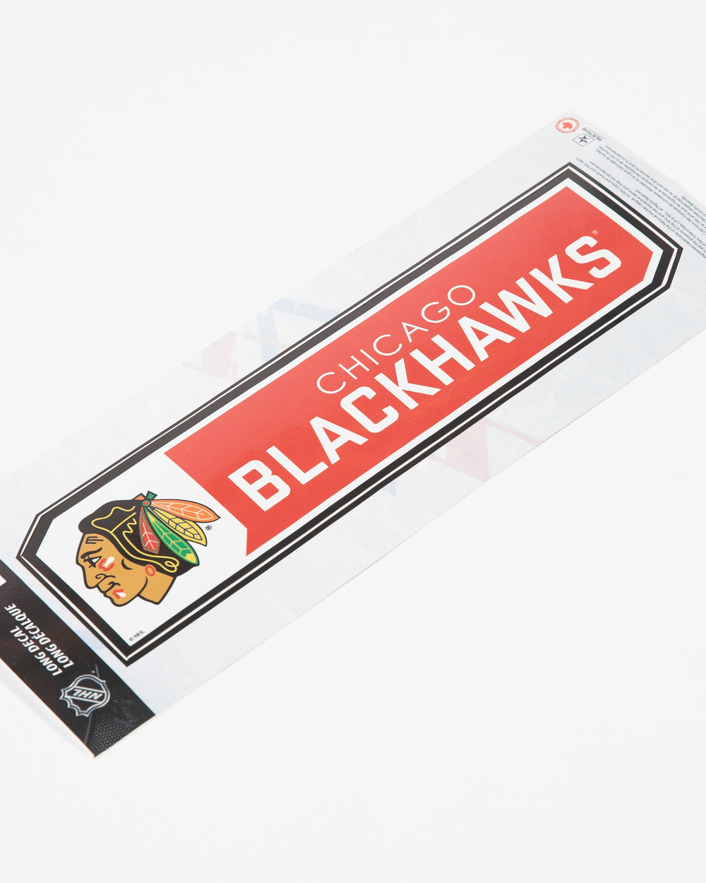 Mustang Chicago Blackhawks primary logo and wordmark sticker - front angled lay flat