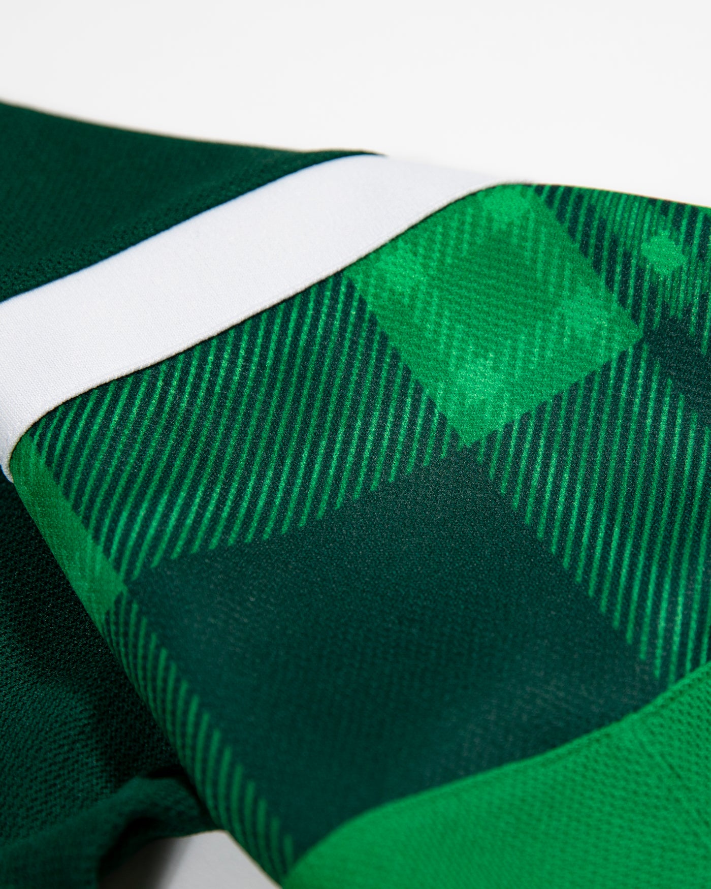 adidas green Chicago Blackhawks St. Patrick's Day jersey - plaid detail lay flat