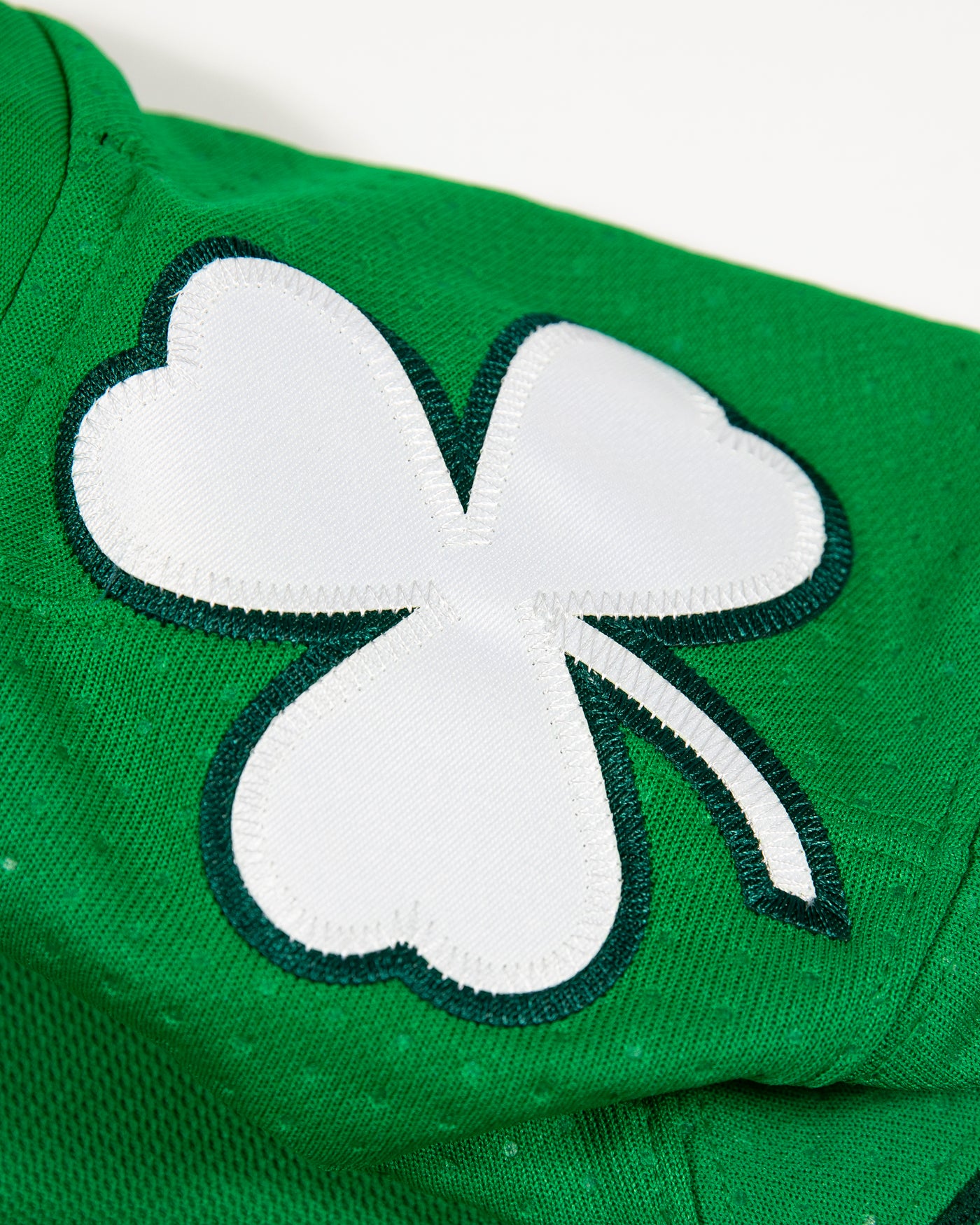 adidas green Chicago Blackhawks St. Patrick's Day jersey - detail shamrock lay flat